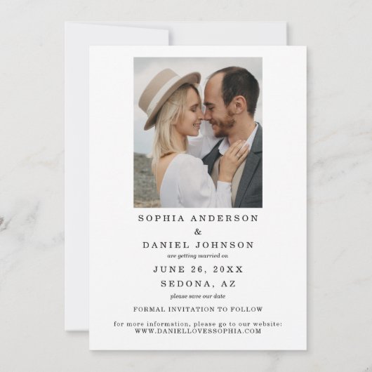 Élégant Script Moderne Enregistrer Le Carte photo (Dos)