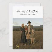 Elegant Script Moderne Familie Foto Kerst Kaart (Voorkant)
