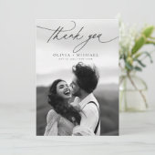 Élégant script moderne Mariage photo Carte de reme (Debout devant)