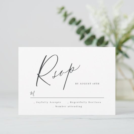 Elégant script moderne minimaliste mariage RSVP (Debout devant)