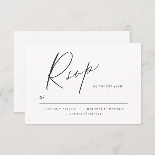 Elégant script moderne minimaliste mariage RSVP (Devant / Derrière)