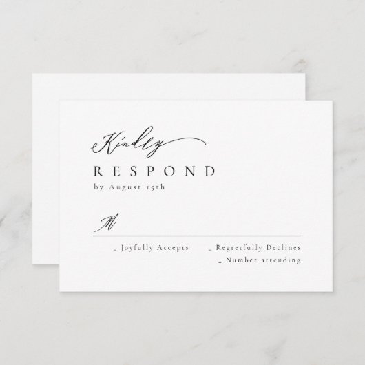 Elégant script moderne minimaliste mariage RSVP (Devant / Derrière)