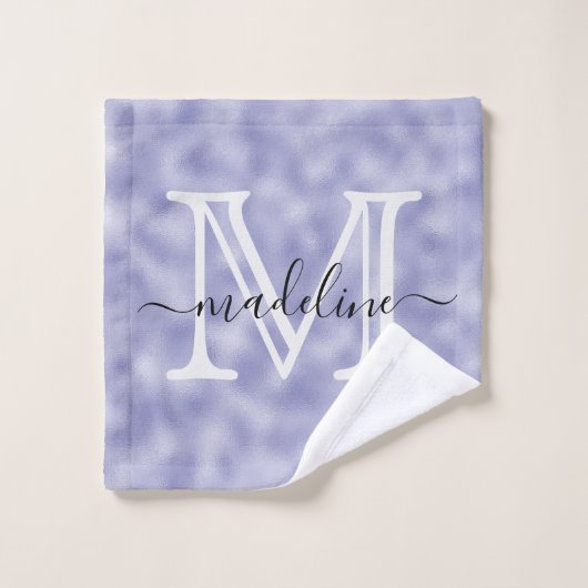 Élégant Script moderne Monogramme Purple Foil (Gant de toilette)