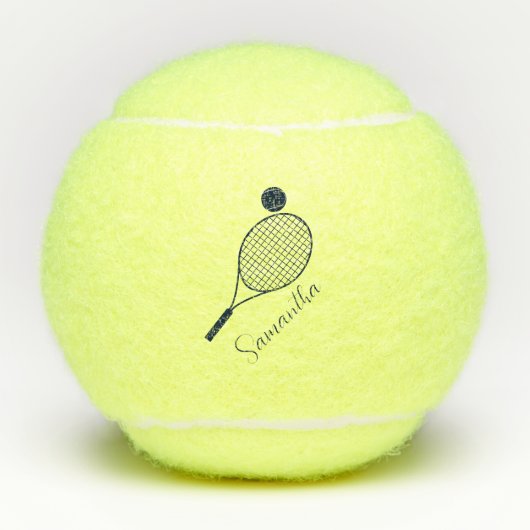 Elegant Script Moderne naam gepersonaliseerd Tennisballen (Voorkant)
