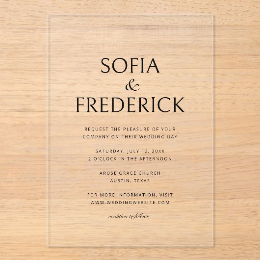 Élégant Script Moderne Transparent Modèle Acryliqu (Recto)