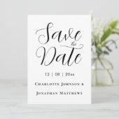 Elegant Script Moderne Trouwfoto Save The Date (Staand voorkant)