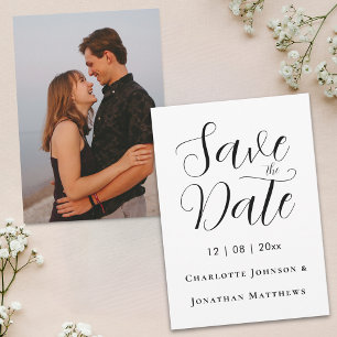 Elegant Script Moderne Trouwfoto Save The Date