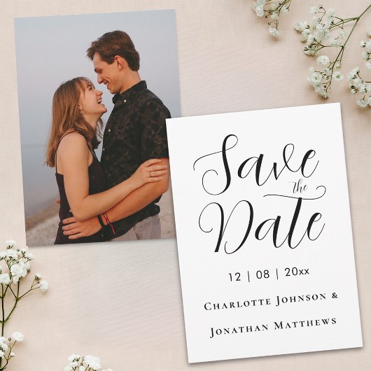Elegant Script Moderne Trouwfoto Save The Date