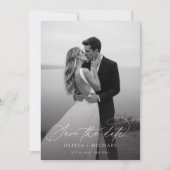 Elegant script Moderne trouwfoto Save The Date (Voorkant)
