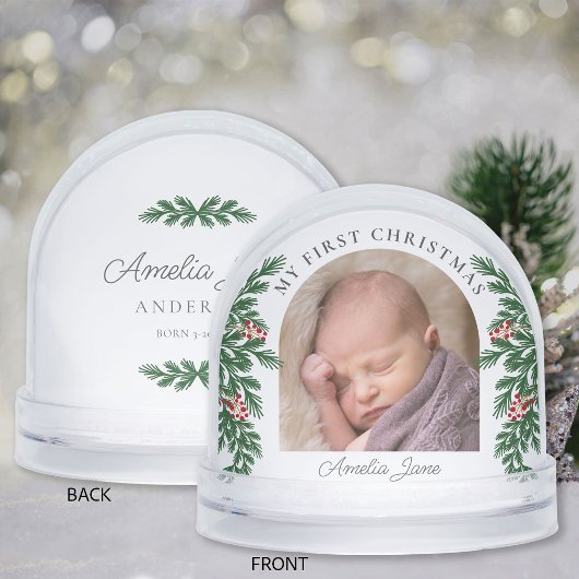 Élégant Script Mon premier Noël Photo Snow Globe