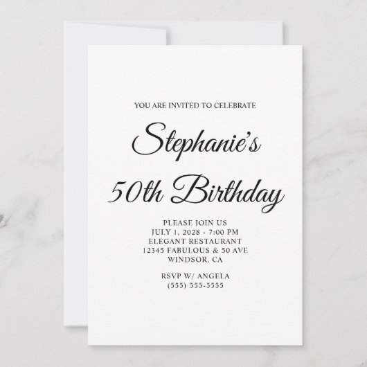 Elegant Script Monogram 50ste verjaardag Kaart (Voorkant)