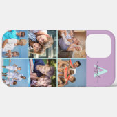 Elegant Script Monogram 6 Foto Lila en Mint Case-Mate iPhone Case (Achterkant (horizontaal))