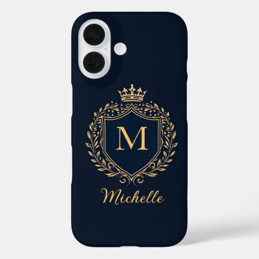 Elegant script Monogram Aangepaste Luxe Zwart Goud Case-Mate iPhone Case (Achterkant)