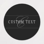 Elegant Script Monogram Bewerkbaar Zwart Grijs Wit Labels (Design 1)