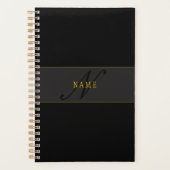 Elegant Script Monogram Black & Gold (Devant)