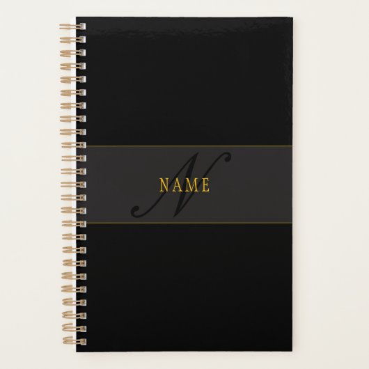 Elegant Script Monogram Black & Gold (Devant)