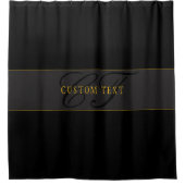 Elegant Script Monogram Black & Gold Douchegordijn (Voorkant)