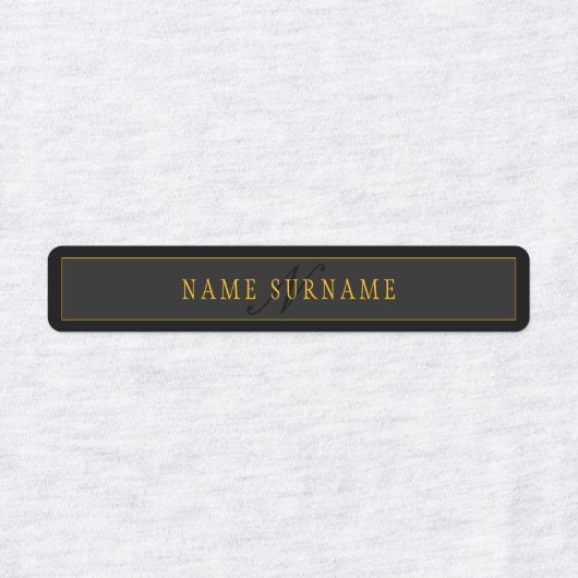 Elegant Script Monogram Black & Gold Labels (Design 1)