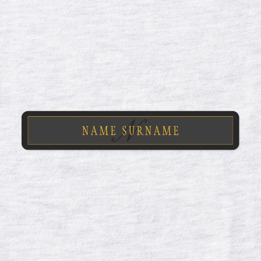 Elegant Script Monogram Black & Gold Labels (Design 2)