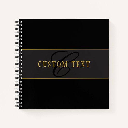 Elegant Script Monogram Black & Gold Notitieboek (Voorkant)