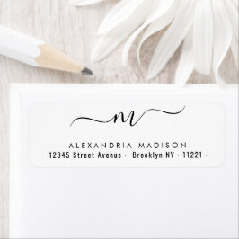 Elegant Script Monogram Black Modern Typografie Etiket