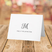 Elegant Script Monogram Black White Note Cards Bedankkaart