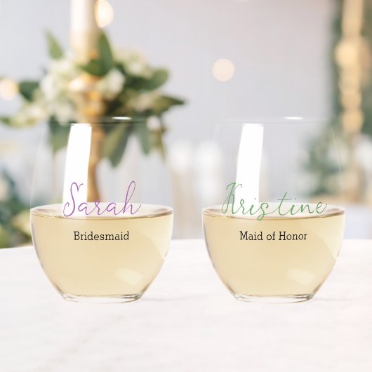 Elegant Script Monogram Bruids Party Chic Wedding Wijnglas Zonder Voet (Insitu (Huwelijk))