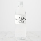 Elegant Script Monogram Bruiloft Water Fles Label Waterfles Etiket (Voorkant)