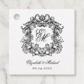 Elegant Script Monogram Crest Wedding Bedankjes Labels (Voorkant)