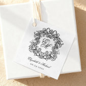 Elegant Script Monogram Crest Wedding Bedankjes Labels