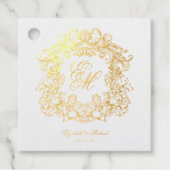 Elegant Script Monogram Crest Wedding Bedankjes Labels (Voorkant)