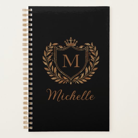 Élégant script Monogram Custom Luxury Black Gold (Devant)