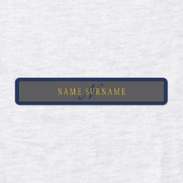 Elegant Script Monogram Donker Navy Blauw Grijs &  Labels