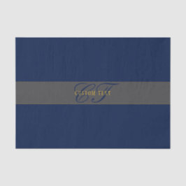 Elegant Script Monogram Donker Navy Blauw Grijs &  Tissuepapier