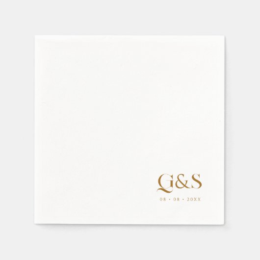 Elegant script Monogram en datum bruiloft Servet (Voorkant)