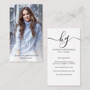 Elegant Script Monogram Foto Visitekaartje