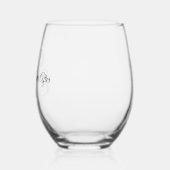 Elegant script monogram gelukkig ooit na bruiloft wijnglas zonder voet (Links)