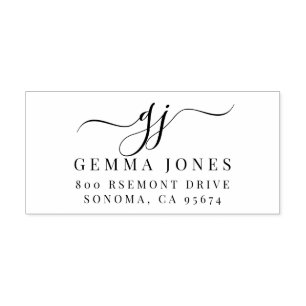 Elegant Script Monogram Initialen Naam Zelfinktende Stempel