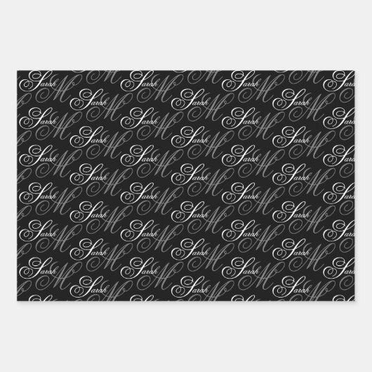Elegant Script Monogram Inpakpapier Vel (Voorkant)