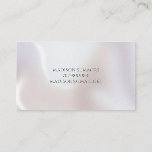 Elegant Script Monogram iriserende Pearl Shimmer Contactkaartje (Achterkant)
