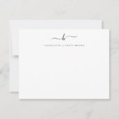 Elegant Script Monogram Koppel Stationery Notitiekaartje (Voorkant)