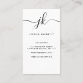 Elegant Script Monogram Logo Foto Visitekaartje (Achterkant)