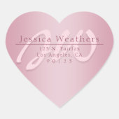 Elegant Script Monogram Mauve Ombre Retouradres Hart Sticker (Voorkant)