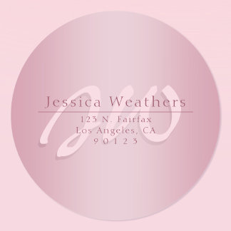 Elegant Script Monogram Mauve Ombre Return Address Ronde Sticker