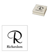 Elegant Script Monogram met Naam Rubberstempel (Gestempeld)