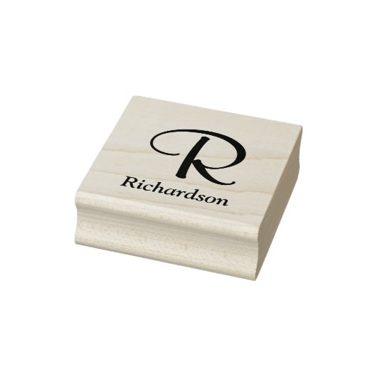 Elegant Script Monogram met Naam Rubberstempel (Stempel)