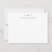 Elegant Script Monogram Modern Swash Stationery Notitiekaartje (Voorkant)