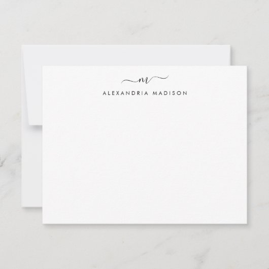 Elegant Script Monogram Modern Swash Stationery Notitiekaartje (Voorkant)