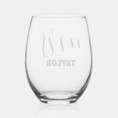 Elegant script Monogram Mrs Wedding Wijnglas Zonder Voet (Achterkant)