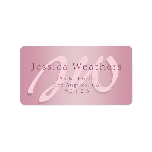 Elegant Script Monogram Ombre Mauve Retouradres Etiket (Voorkant)